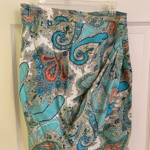 Paisley Print Skirt in Teal and Coral